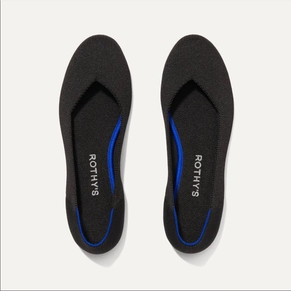 Rothy’s round toe ballet flat comfortable work or dress shoe black size 10